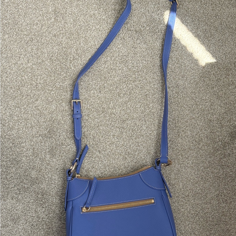 Dooney & Bourke Blue Crossbody Bag with Gold Zipper